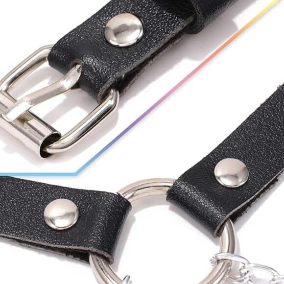 Black Thigh Garter Belt Leather - Picture 5 of 6